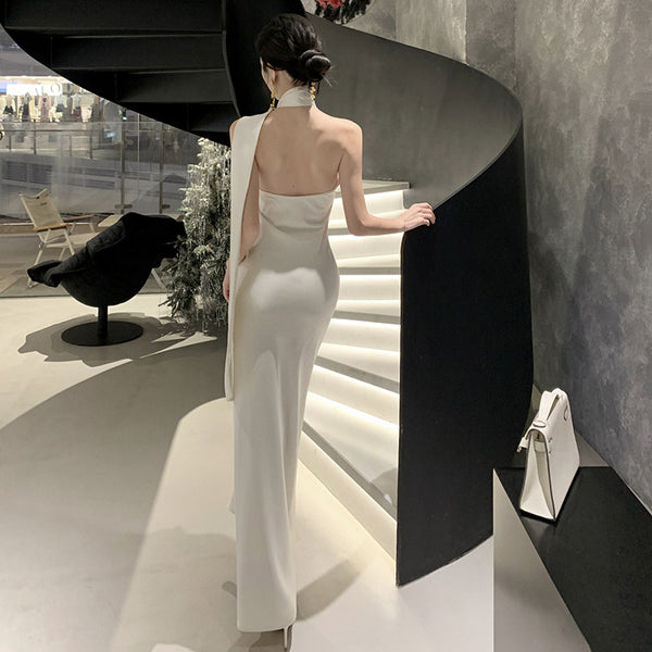 Elegant French Style Retro Sense Of Atmosphere Shoulder Dress