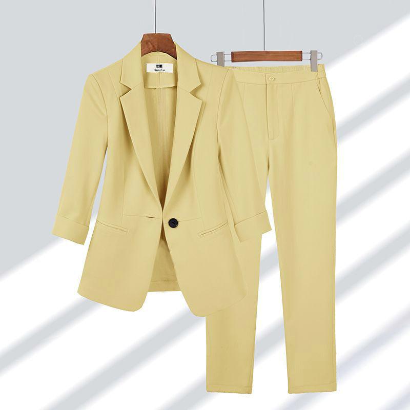 Blazer Lapel Single-breasted Jacket And Zipper Straight Pants
