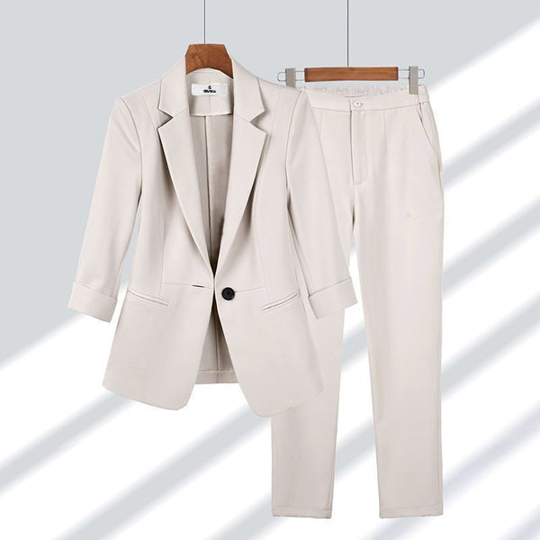 Blazer Lapel Single-breasted Jacket And Zipper Straight Pants