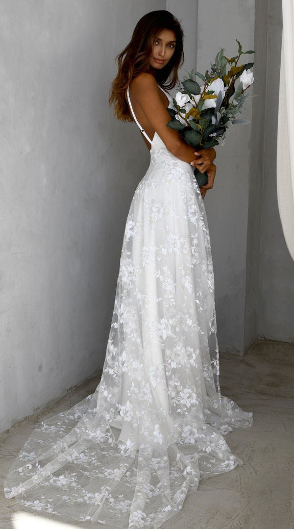 Sexy V-neck Suspender Lace Dress
