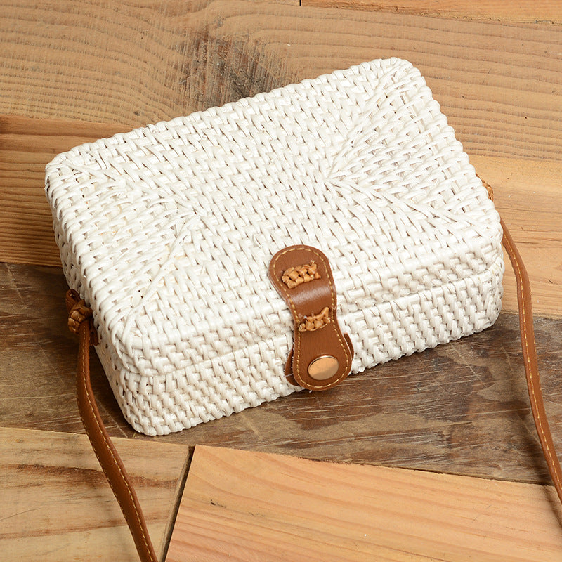Diagonal Dyed Small Round Leather Buckle Bag