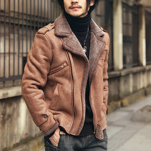 Motorcycle Leather Coat Winter Cotton Padded
