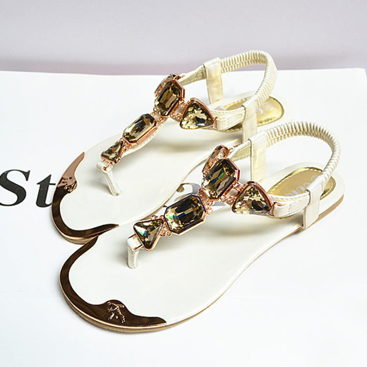 New Sandals Rhinestone Back Wrist Strap Thong