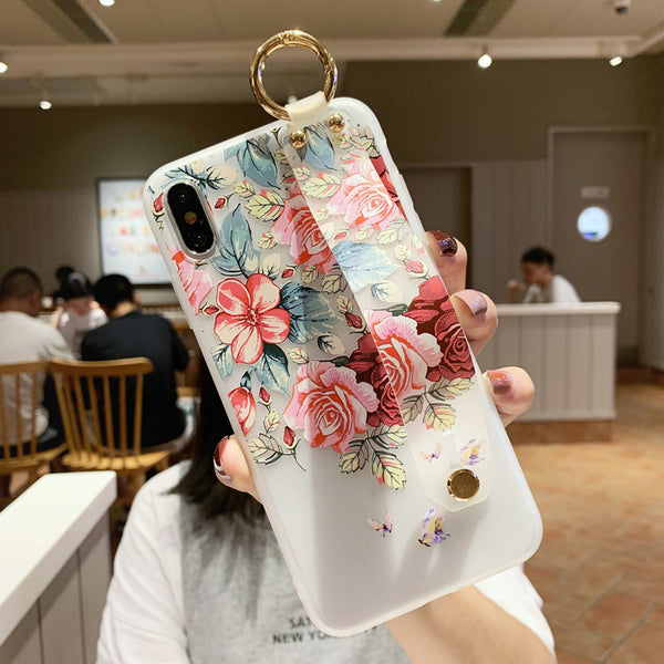 Compatible with Apple , Wristband flower phone case