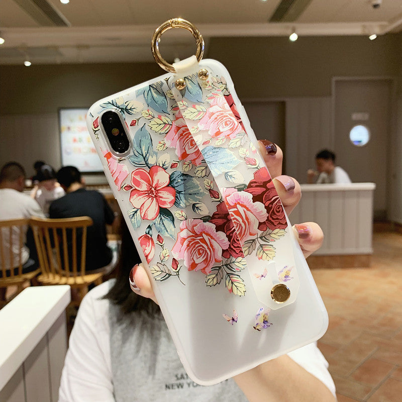Compatible with Apple , Wristband flower phone case