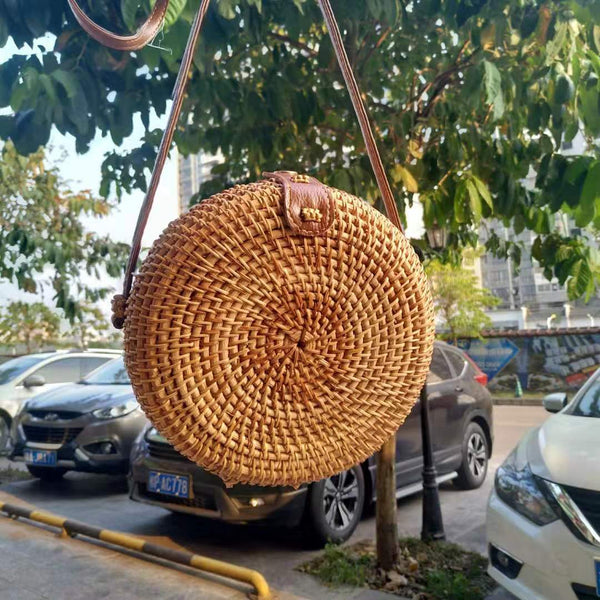 Women&#039;s Bag Rattan Bag Exquisite Diagonal Mini Bag Round Retro Art Hand-woven Grass Woven Bag