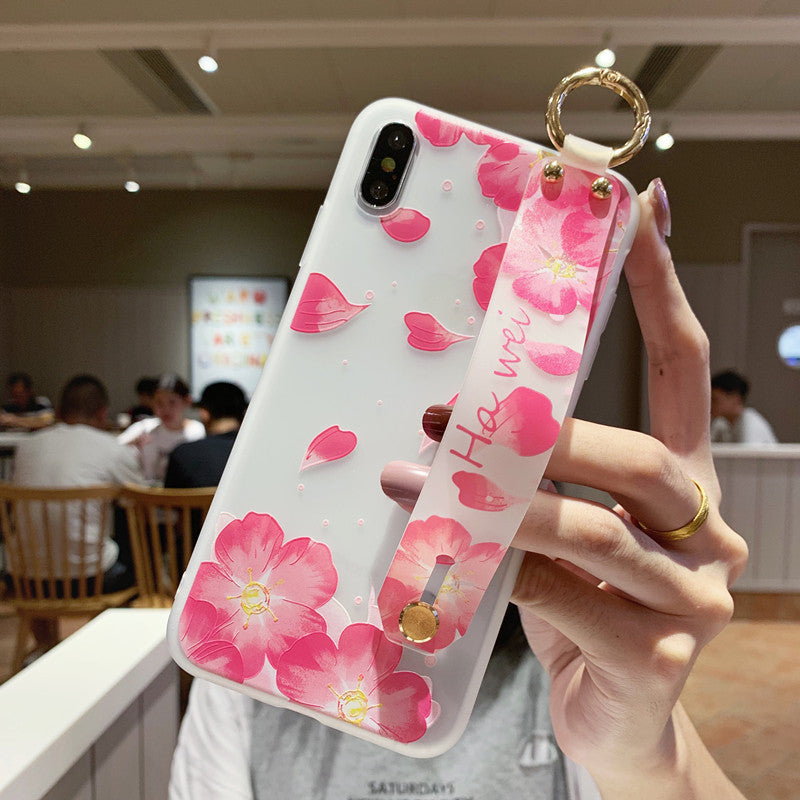 Compatible with Apple , Wristband flower phone case