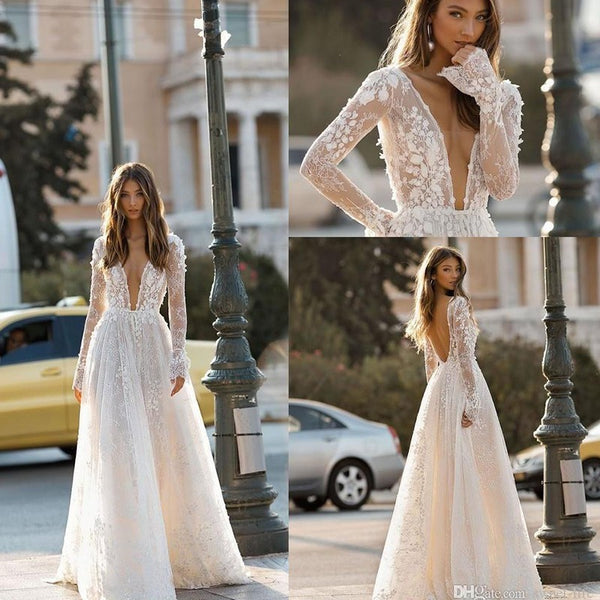 Elegant French Lace Long Sleeve Wedding Dress