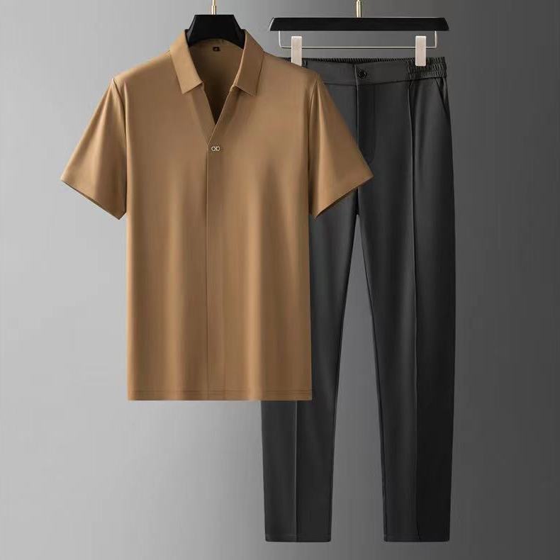 Ultra-thin Silky Ice Silk Seamless Adhesive Short Sleeve Shirt Outfit