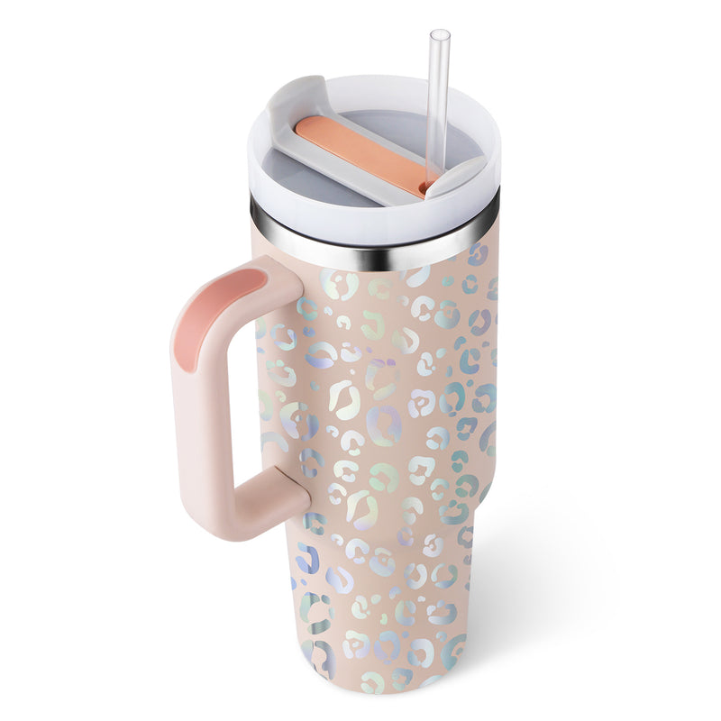 40 Oz Tumbler With Handle Straw Stainless Steel