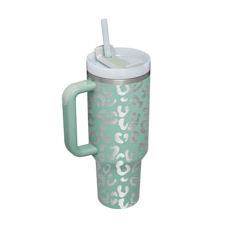 40 Oz Tumbler With Handle Straw Stainless Steel