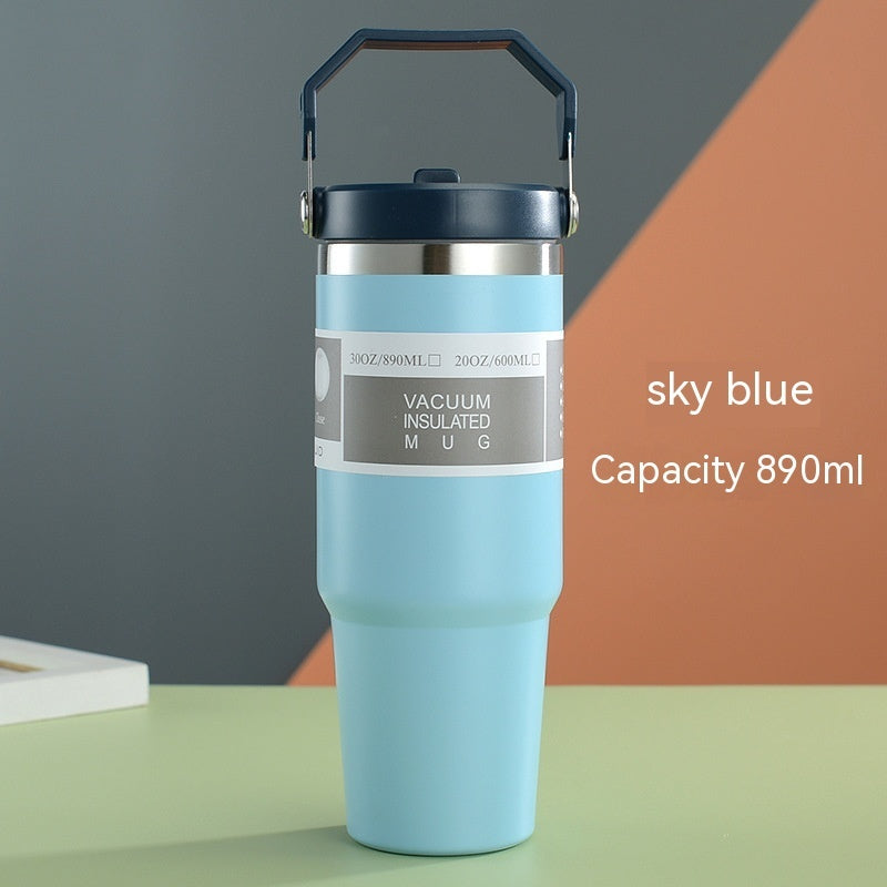 Stainless Steel Cup Travel Sports Water Bottle With Handle Cover