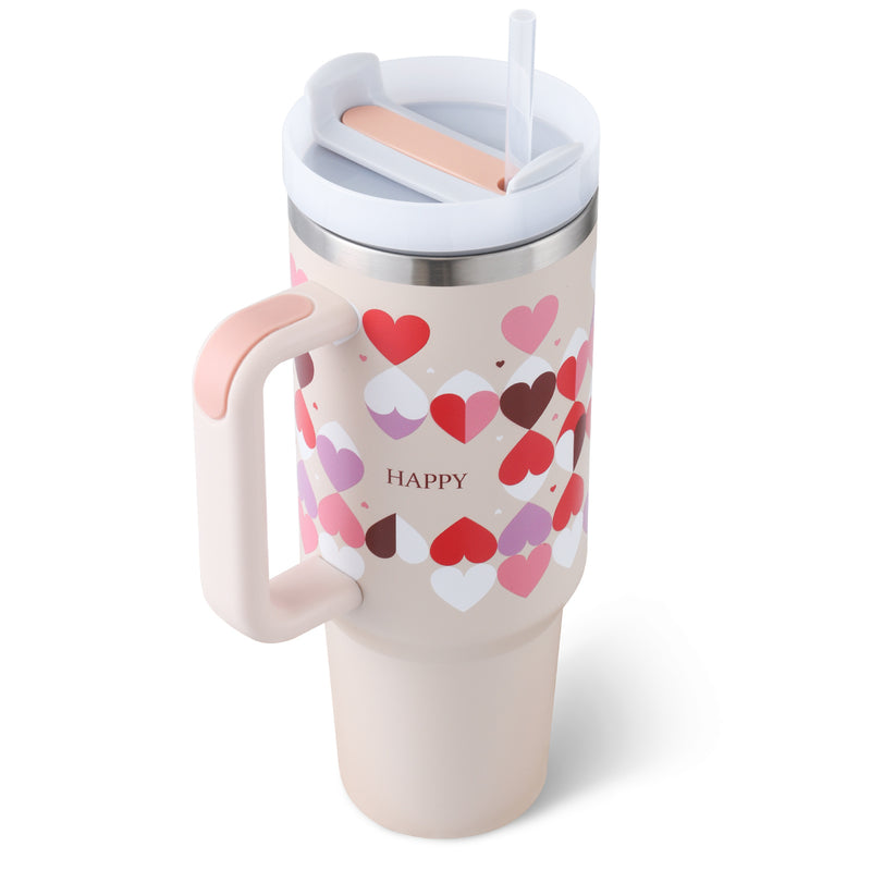 40 Oz Tumbler With Handle Straw Stainless Steel