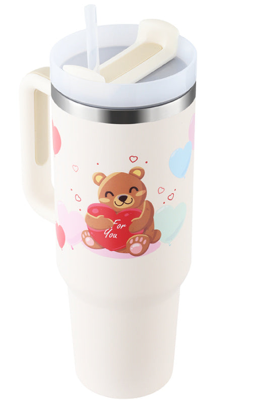 40 Oz Tumbler With Handle Straw Stainless Steel