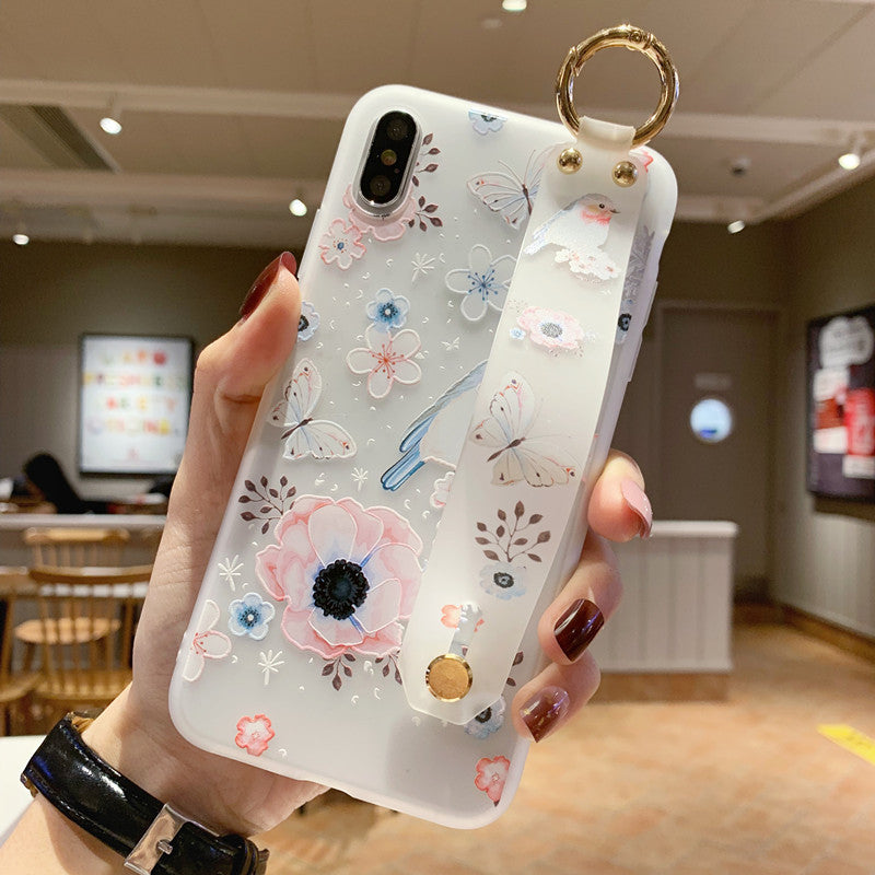 Compatible with Apple , Wristband flower phone case