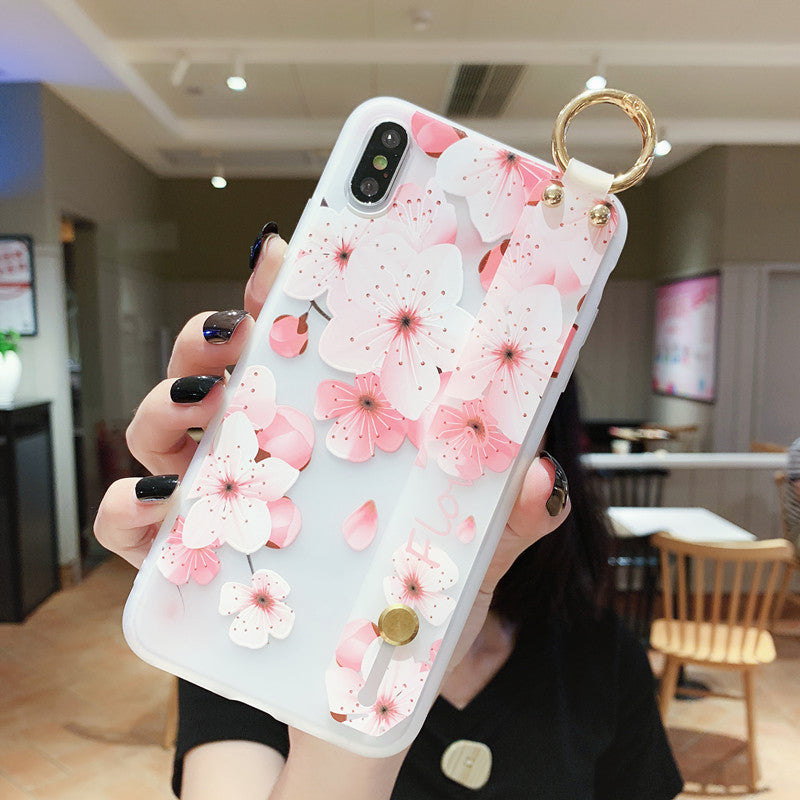 Compatible with Apple , Wristband flower phone case