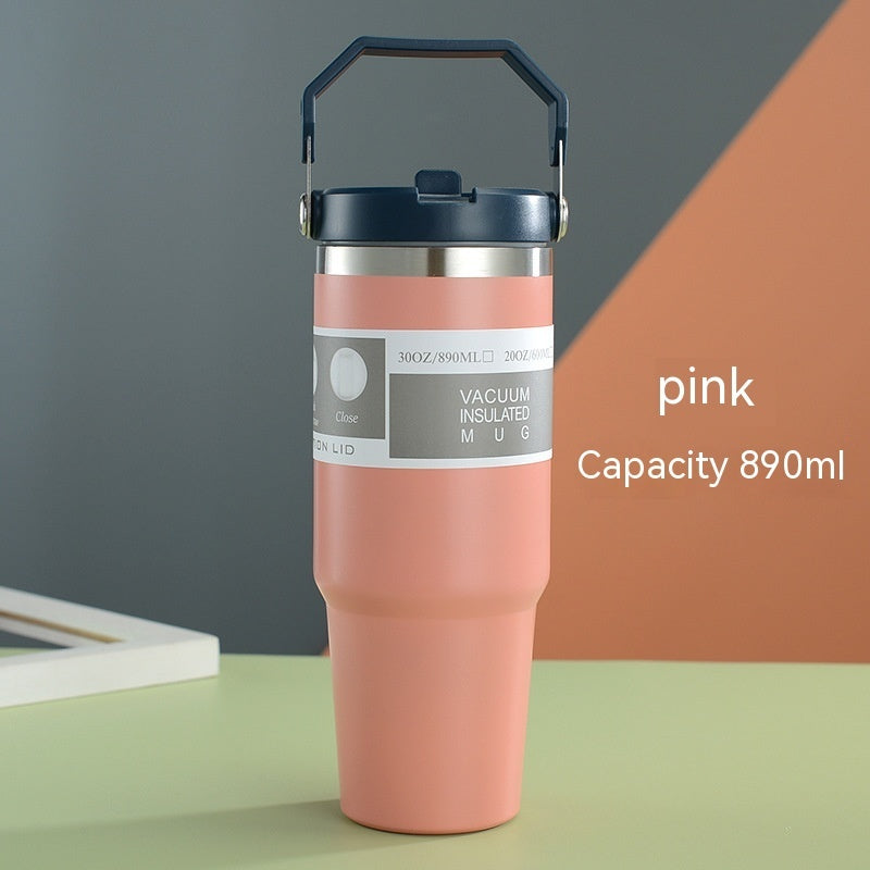Stainless Steel Cup Travel Sports Water Bottle With Handle Cover