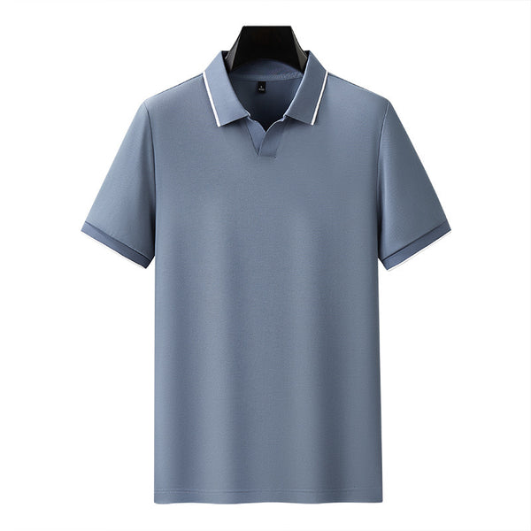 Pearl Cotton Lapel Short Sleeve Polo Shirt