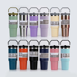 Stainless Steel Cup Travel Sports Water Bottle With Handle Cover