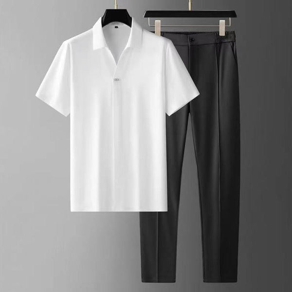 Ultra-thin Silky Ice Silk Seamless Adhesive Short Sleeve Shirt Outfit