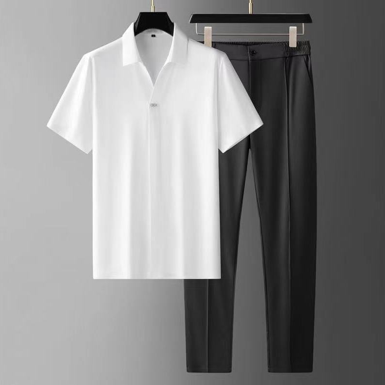 Ultra-thin Silky Ice Silk Seamless Adhesive Short Sleeve Shirt Outfit