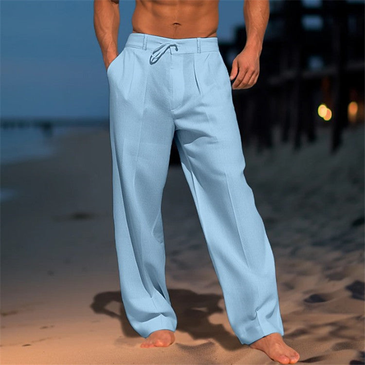 Casual Wide-Leg Straight Pants With Pockets