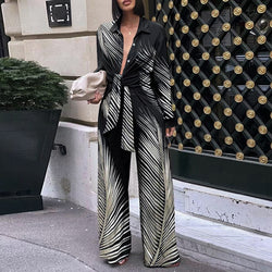Printed Long-sleeved Trousers Casual Shirt Two-piece