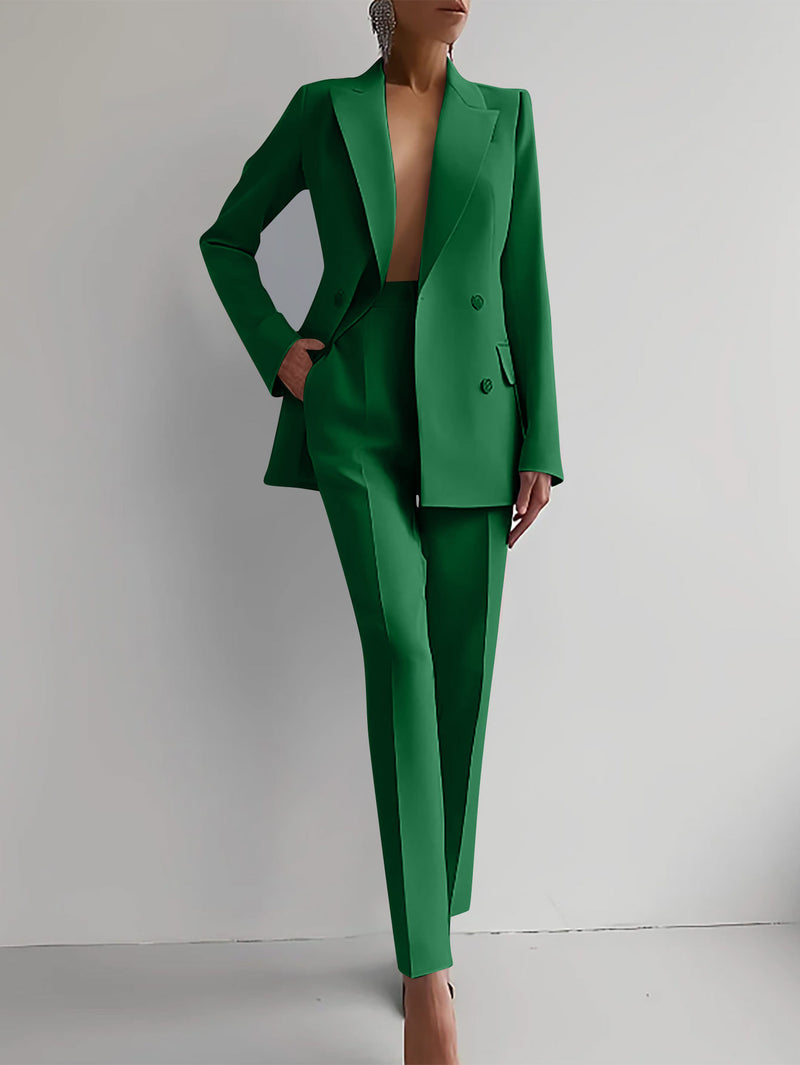 Elegant Long Sleeve Single-breasted Jacket And Slim Fit Trousers Business Suits