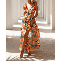 Casual Home Floral Backless Dress