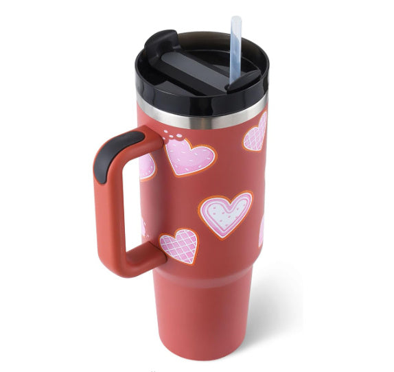 40 Oz Tumbler With Handle Straw Stainless Steel