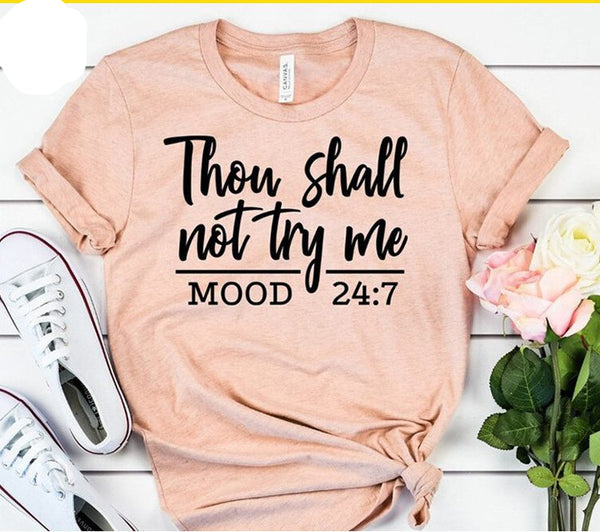 Thou Shall Not Try Me Tee collar fashion casual letter printing