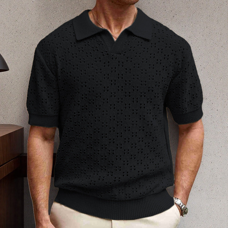 Dovetail Collar Tencel Men's Casual Sweater