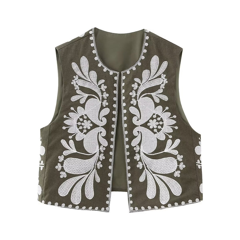 Sleeveless Embroidered Vest Women's Top