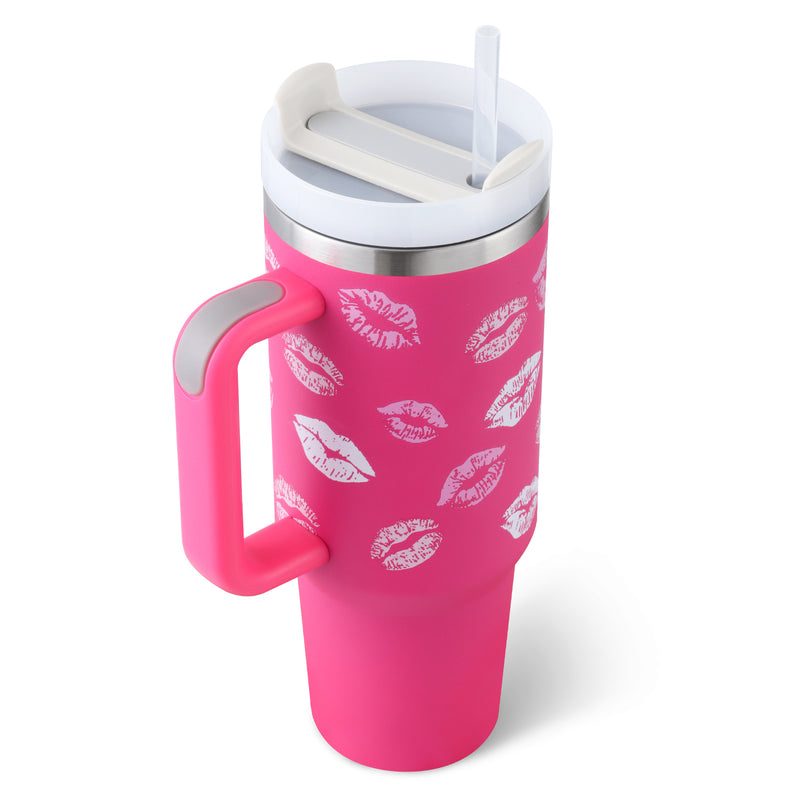 40 Oz Tumbler With Handle Straw Stainless Steel