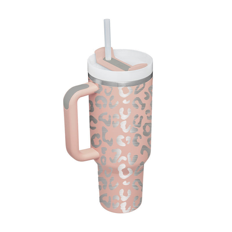 40 Oz Tumbler With Handle Straw Stainless Steel