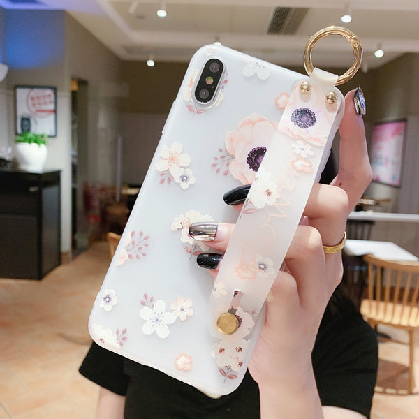 Compatible with Apple , Wristband flower phone case