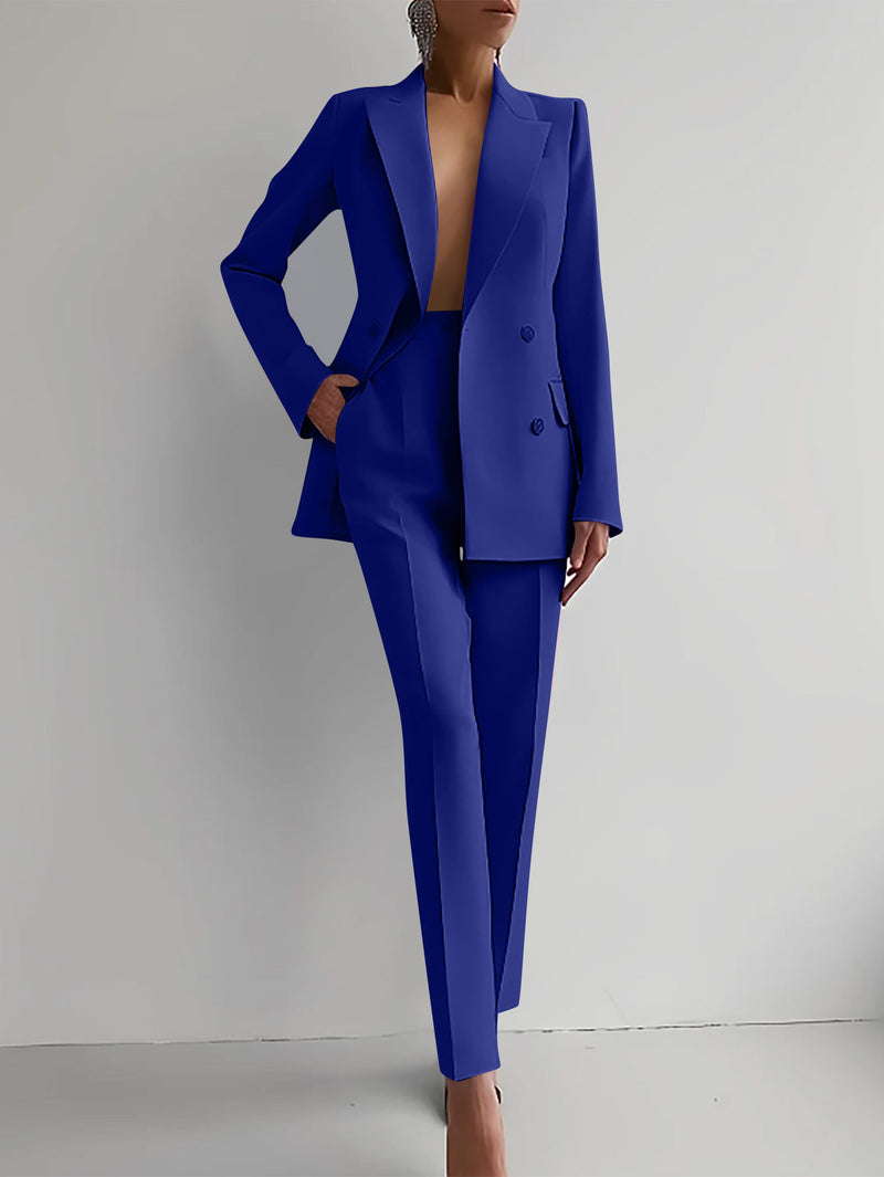 Elegant Long Sleeve Single-breasted Jacket And Slim Fit Trousers Business Suits