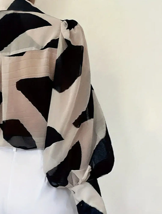 Abstract Pattern Directional Long Sleeved Shirt
