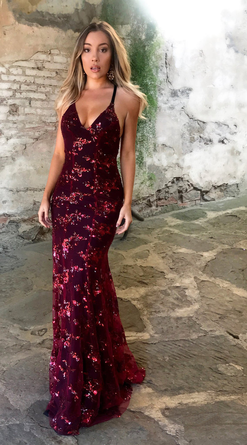 V-neck Suspenders Sequined Dress