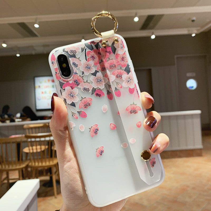 Compatible with Apple , Wristband flower phone case