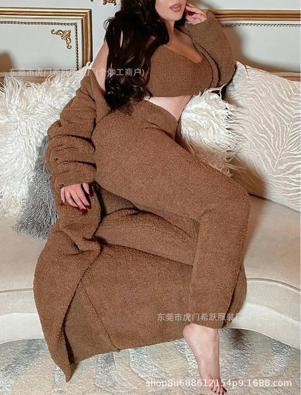 Plush Homewear Casual Three-piece Suit