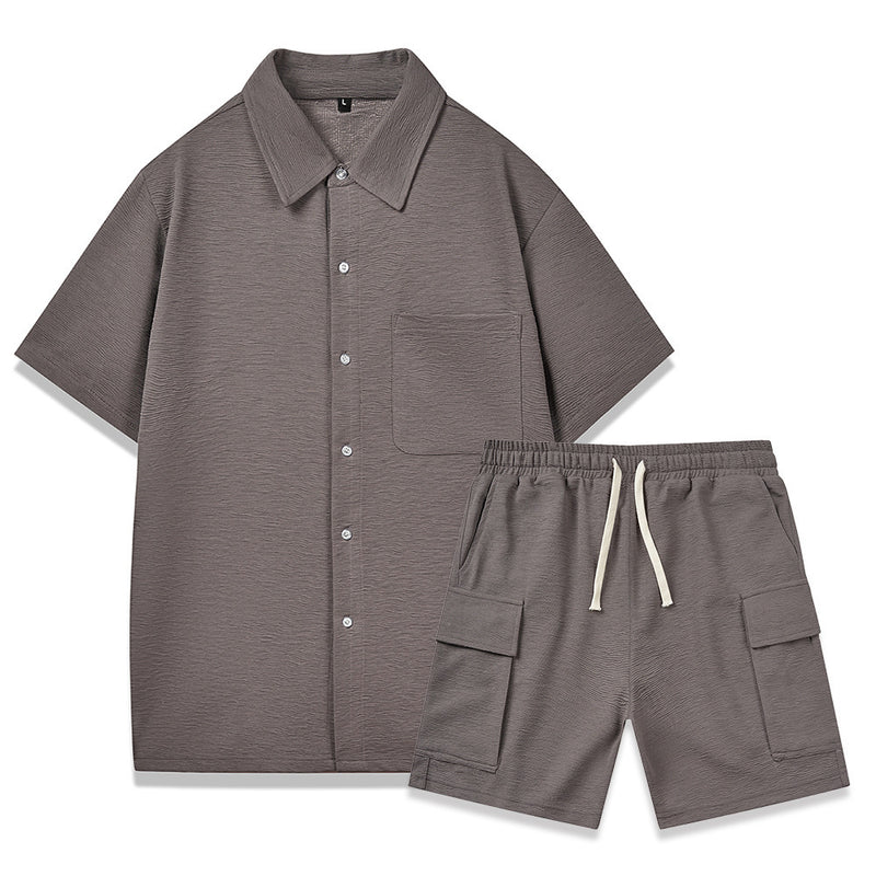 Elastic Waist Shorts Plain Young Two-piece Set