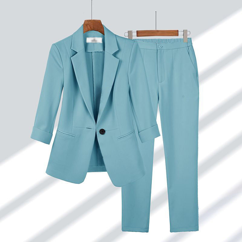Blazer Lapel Single-breasted Jacket And Zipper Straight Pants