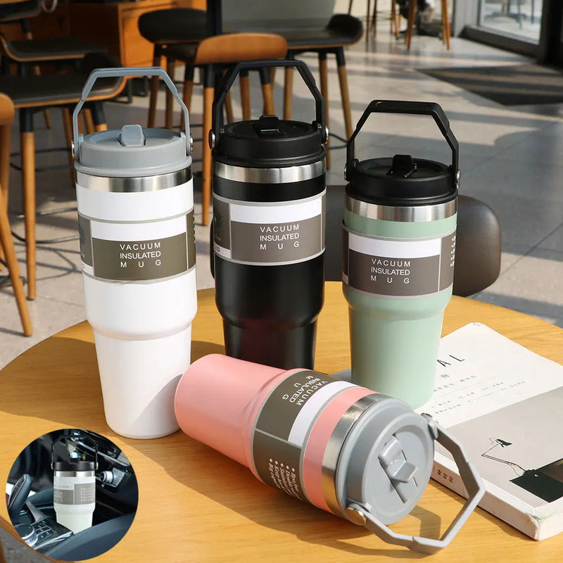 Stainless Steel Cup Travel Sports Water Bottle With Handle Cover
