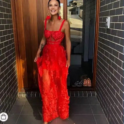 Elegant Red Sleeveless Slimming style long Dress