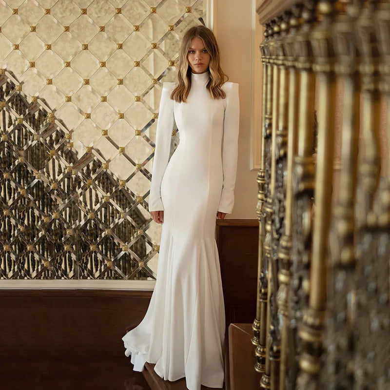 CAMINA Vintage Long Sleeves High Neck Wedding Dresses