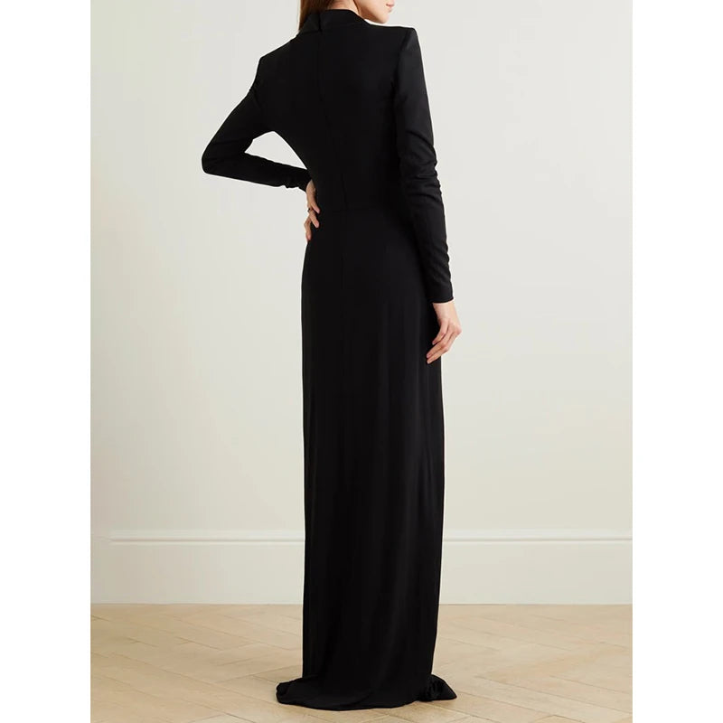 Long Sleeves Deep V-Neck Dress