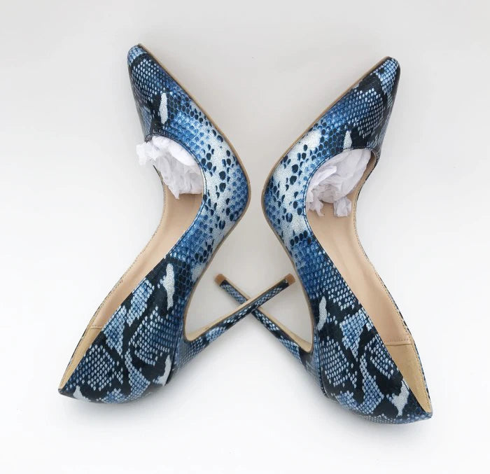 Elegant blueprint pointed high heel exquisite