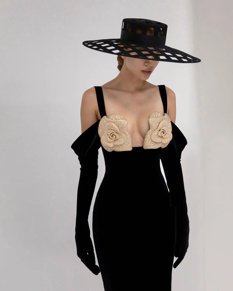 Elegant Long Black Sleeveless Dress