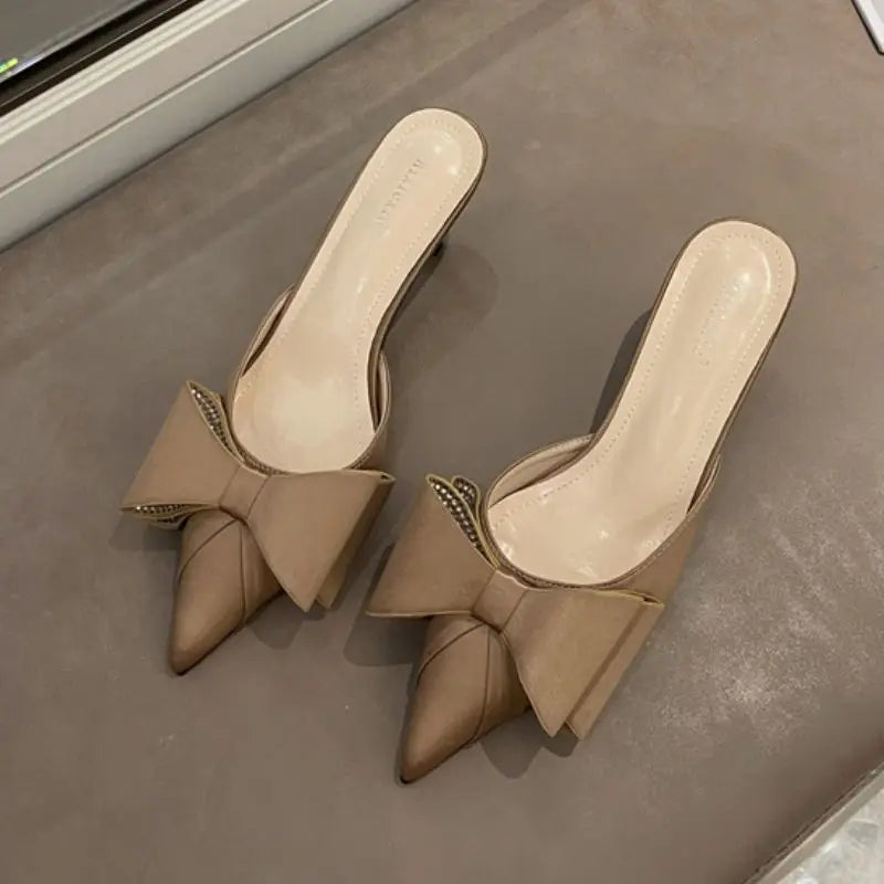 Bowknot Cute Mules Low Kitten Heels Sandals
